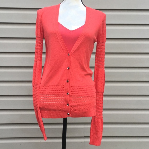 NWT Guess Orange Button Front Cardigan - Picture 2 of 8